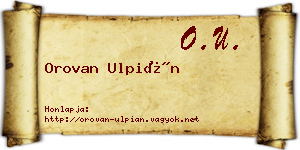 Orovan Ulpián névjegykártya